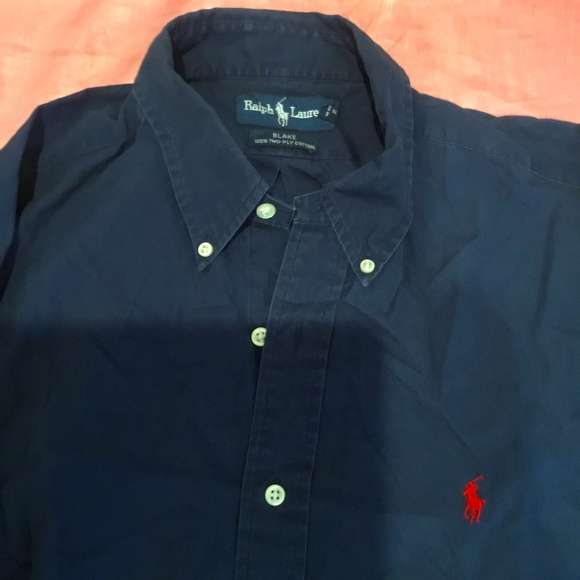 Vintage Ralph Lauren Blue Casual Button Up Shirt Large Polo Ralph Lauren Plain - Picture 1 of 4